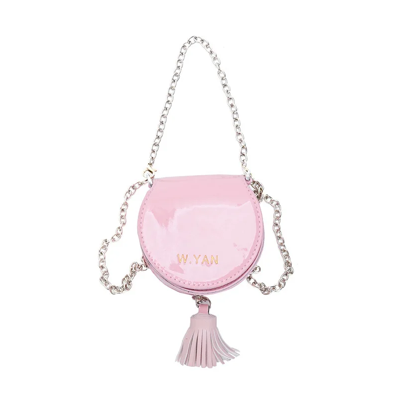 

New Lovely Baby Girls Mini Shoulder Bag PU Leather Tassel Chain Children Small Crossbody Bags Kids Coin Purse Money Pouch Gifts