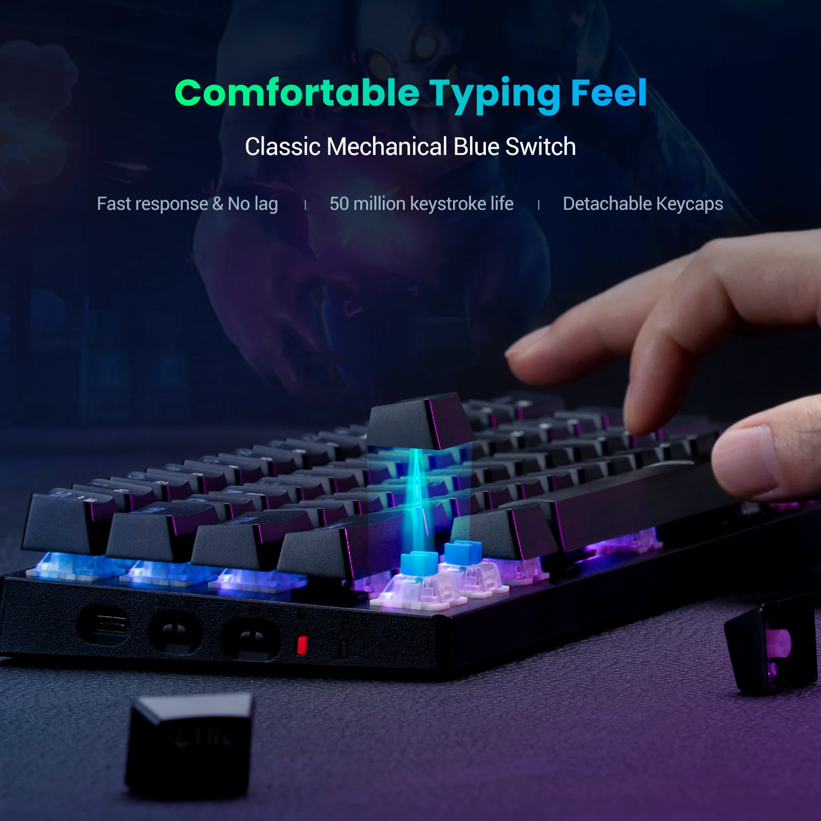 mpow pc335 2 4ghz wirelessbluetoothwired 60 mechanical keyboard 61 keys 3 modes rgb gaming keyboard with blue switch for fps free global shipping
