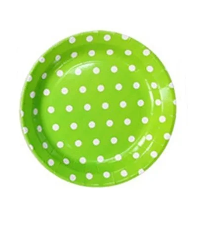 Зеленая вечерняя тарелка в горошек 8 шт.|Одноразовая посуда для вечеринок| |