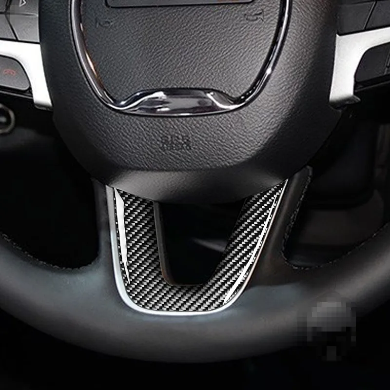 

Genuine Carbon Fiber For Dodge Challenger 2015-up Car Steering Wheel Frame Cover Trim Car Styling