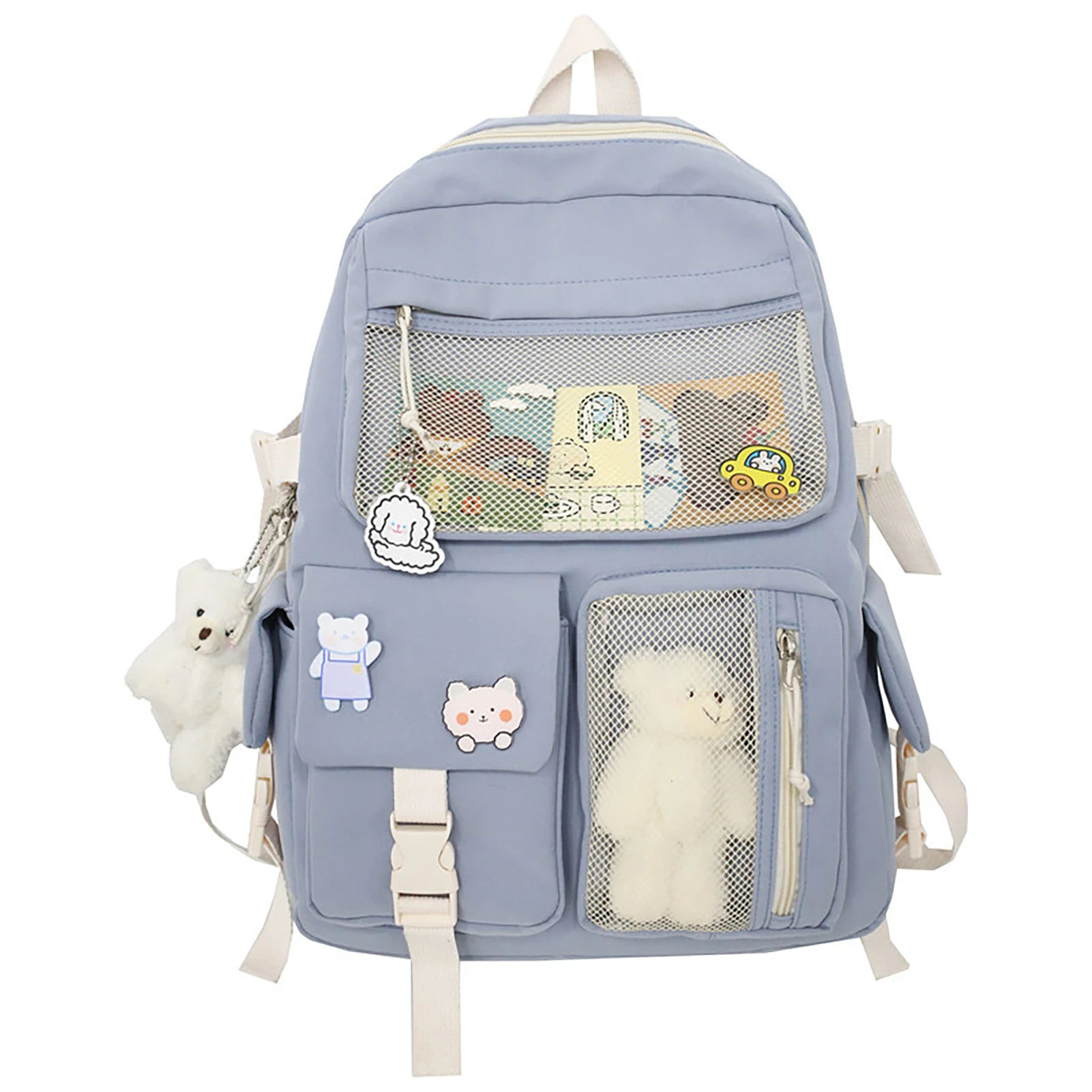 

Girls Large Capacity Travel Daypack Cute Kawaii School Backpack Students With Plush Pendant Shoulder Bookbag College Fashion