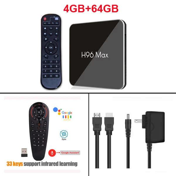 Android 9,0 ТВ приставка H96 Max X2 Amlogic S905X2 4G 32GB 64GB Медиаплеер 4K Google голосовой помощник Netflix Youtube H96MAX 2GB16GB - Цвет: 4G 64G G30S