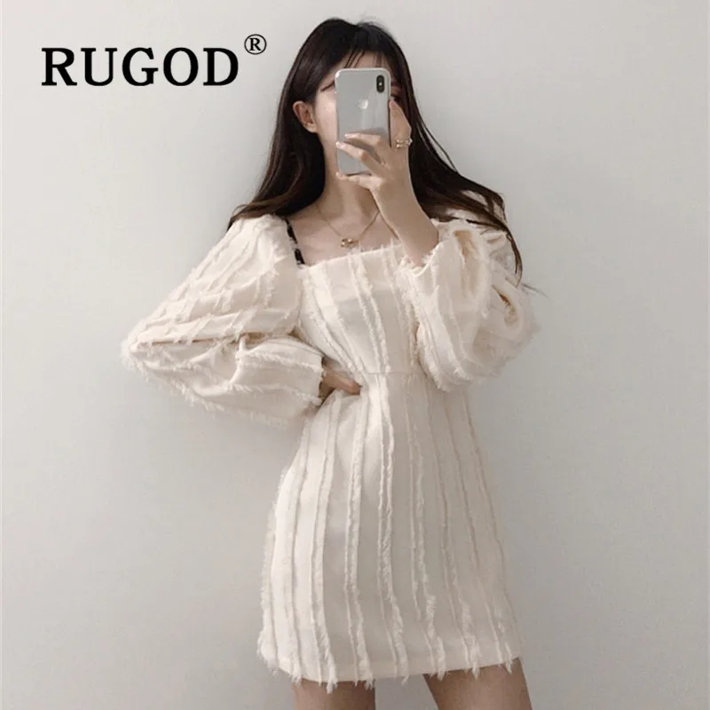 RUGOD/весенние вечерние платья в стиле ретро с кисточками Корейское мини платье