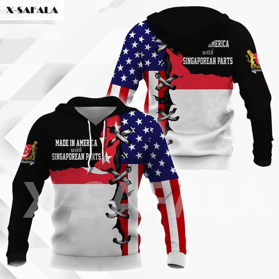 

Singaporean National Emblem Skull Country Map Flag 3D All Printed Hoodie Man Women Harajuku Zipper Pullover Sweatshirt Jacket