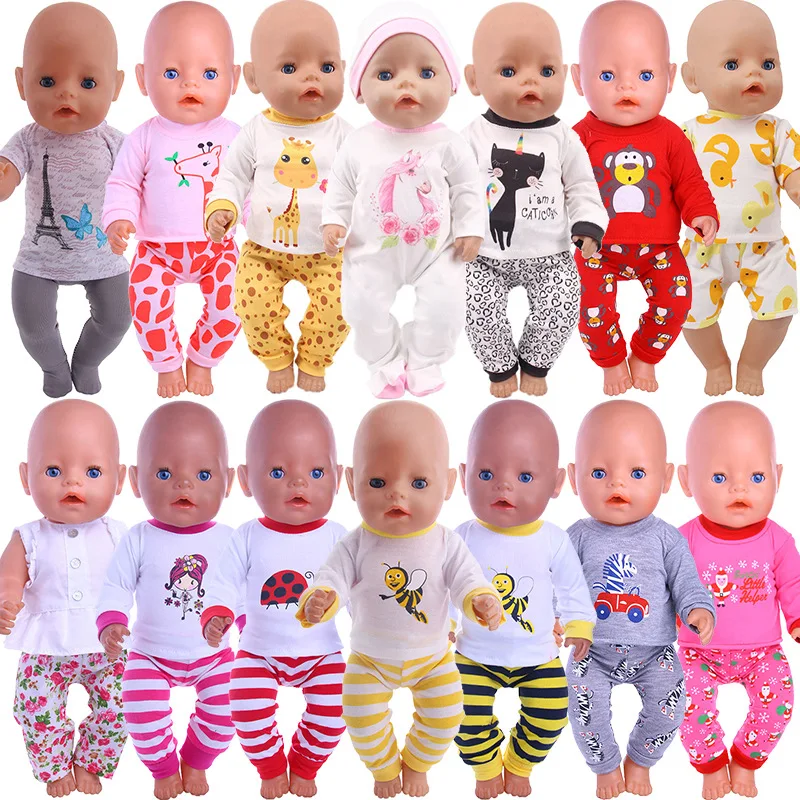 

Кукольная одежда, пижамы 2 шт./компл. ночные рубашки для 18-дюймовых американских и 43 см новорожденных кукол, одежда, аксессуары, игрушка для д...