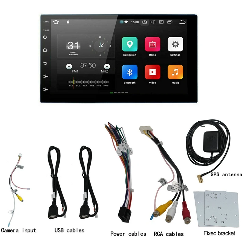 Android 8 1 2 Din 7 дюймов Автомобильный Универсальный радио мультимедиа видео плеер gps