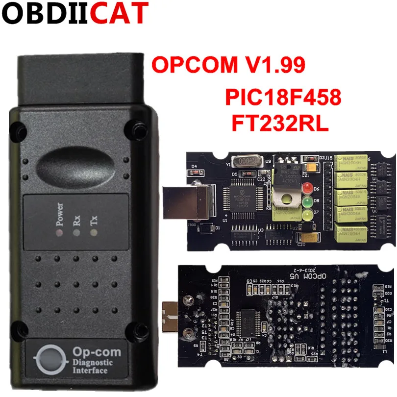 OBDIICAT V1.99 OPCOM V1.95 Профессиональный диагностический инструмент для Op-e/l OP COM OP-COM с PIC18F458 прошивкой V1.95Auto сканер