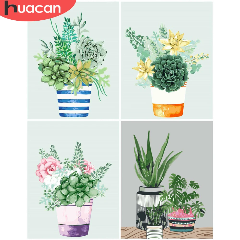 

HUACAN Picture By Number DIY Plant Oil Painting By Number On Canvas Handpainted Scenery Kits Modern Wall Art