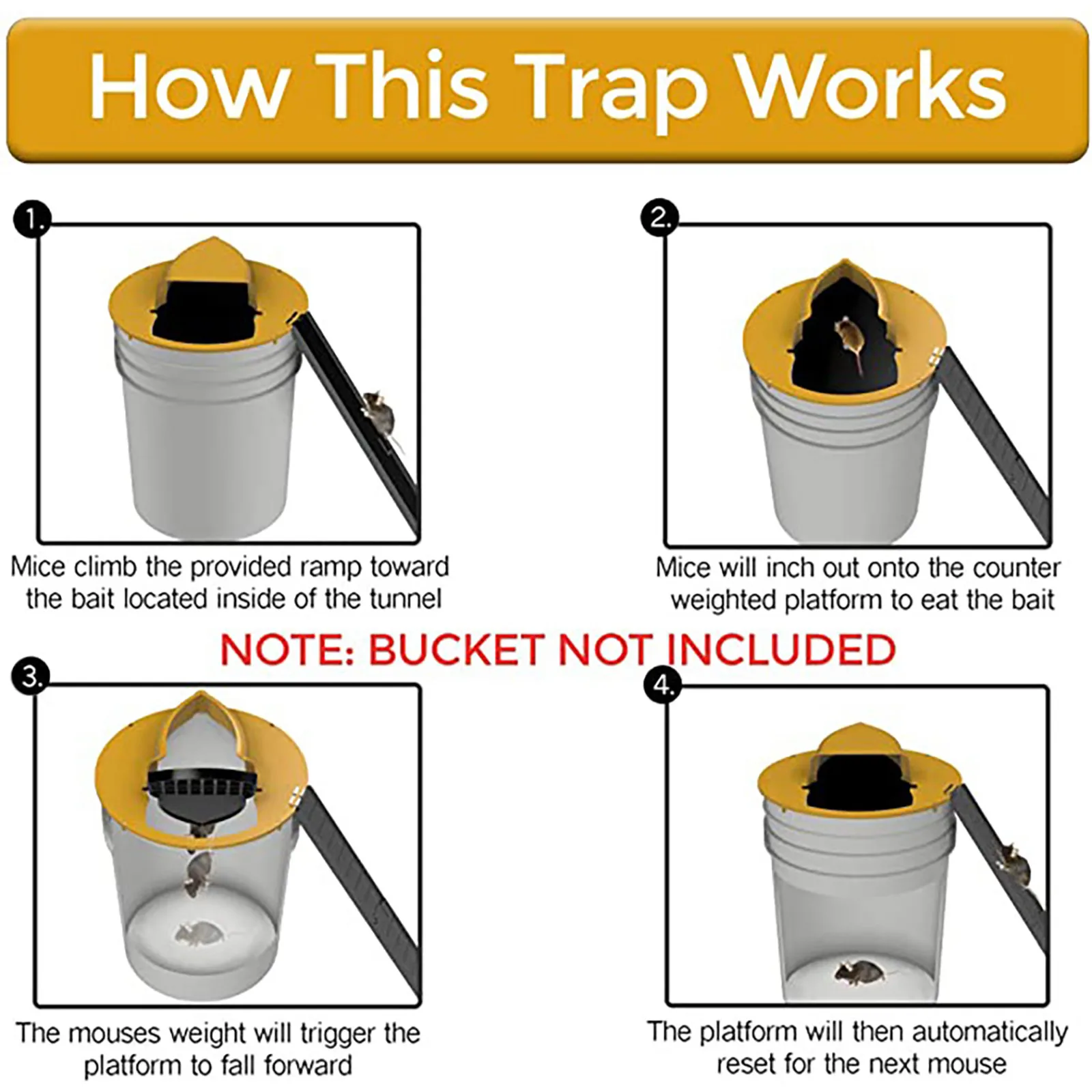 

Slide Bucket Lid Mouse Rat Trap Mousetrap Catcher Flip N Slide Bucket Lid Mouse Trap Humane Or Lethal Trap Door Style