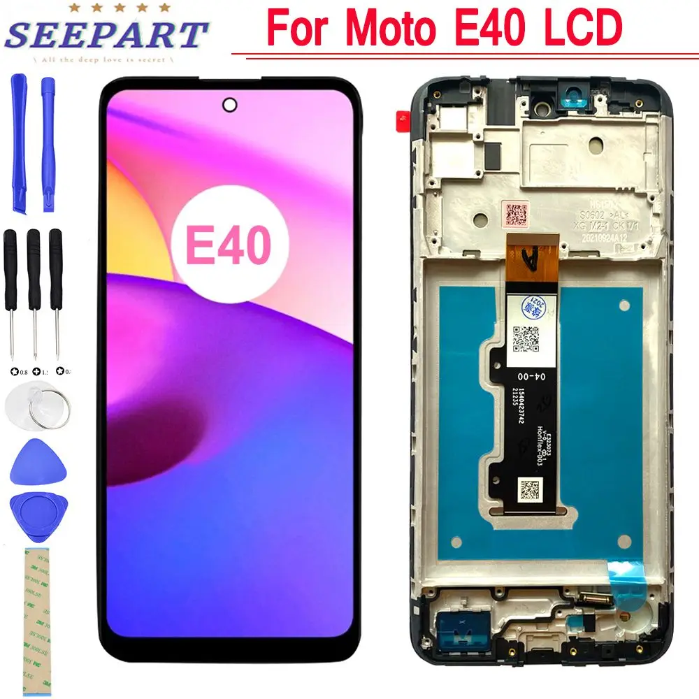 

100% протестированный 6,5 "ЖК-дисплей для Motorola Moto E40, ЖК-дисплей с сенсорным экраном, дигитайзер в сборе для Moto E40, XT2159-3 дисплей