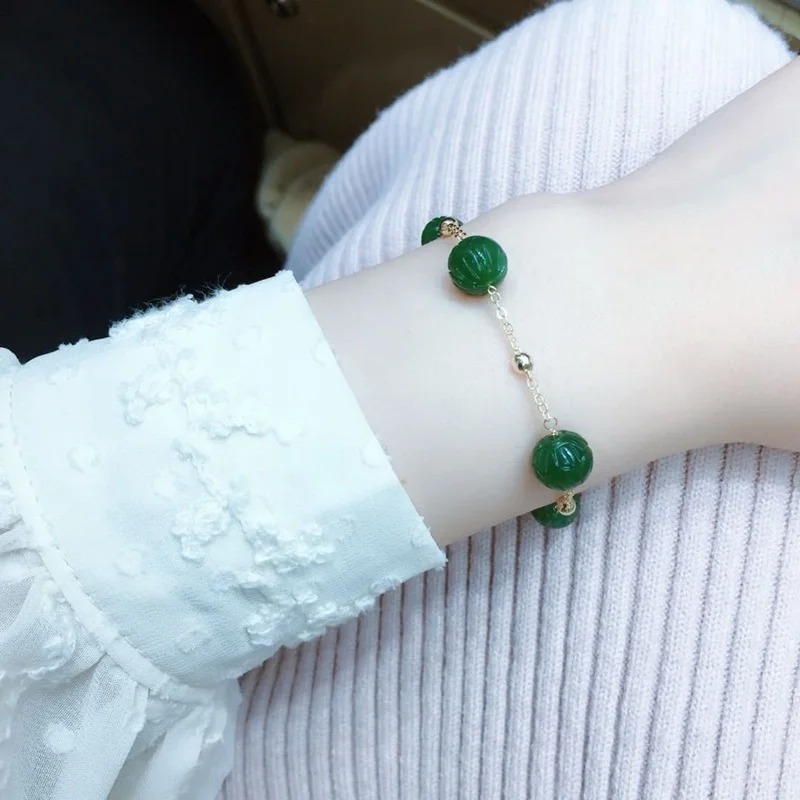 

OMHXZJ Jewelry olesale CS56 European Fashion Woman Girl Party Birthday Gift Natural Jasper Beads 925 Sterling Silver Bracelet