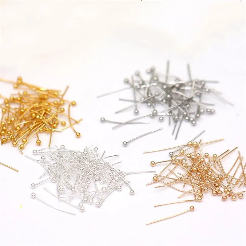 

200pcs/lot 18 20 24 30 35 40mm Gold Silver Metal Ball Head Pins For Diy Jewelry Making Head pins Findings Supplies