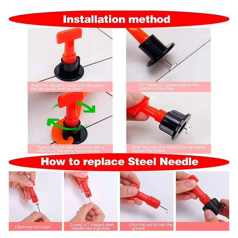 

T-Shaped Ceramic Tile Replaceable Pin Leveler Floor Tile Locator Leveling Cross Card Tile Tool