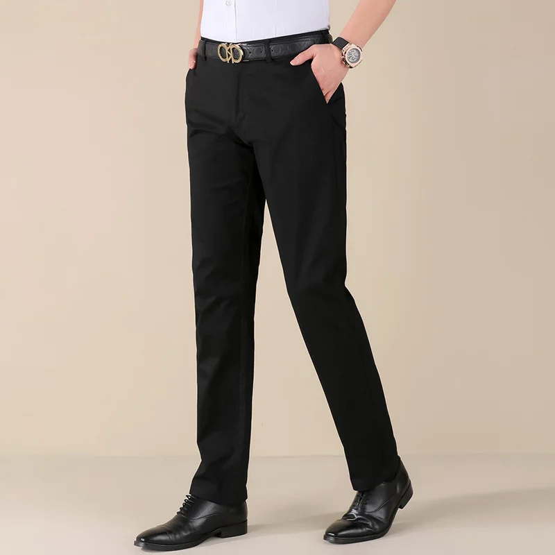 

New men's casual pants no iron business straight loose trousers middle-aged work clothes Tencel cotton long pants men