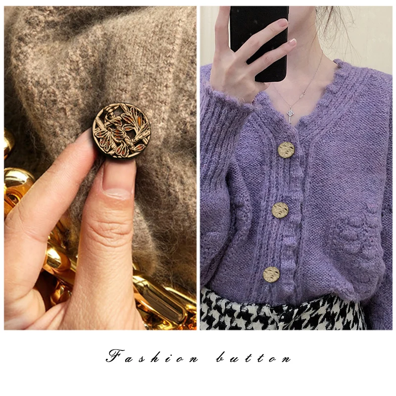 6шт Золотые Серебряные Пуговицы для Одежды Бриллиантовый Металлический Пальто Пришивка Повседневный Костюм Декоративные Свитера Рукоделие.