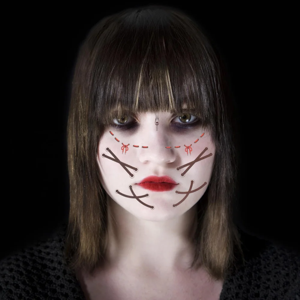 

8 Sheets Horrible Scar Decals Face Tattoos Body Stickers Makeup Decal