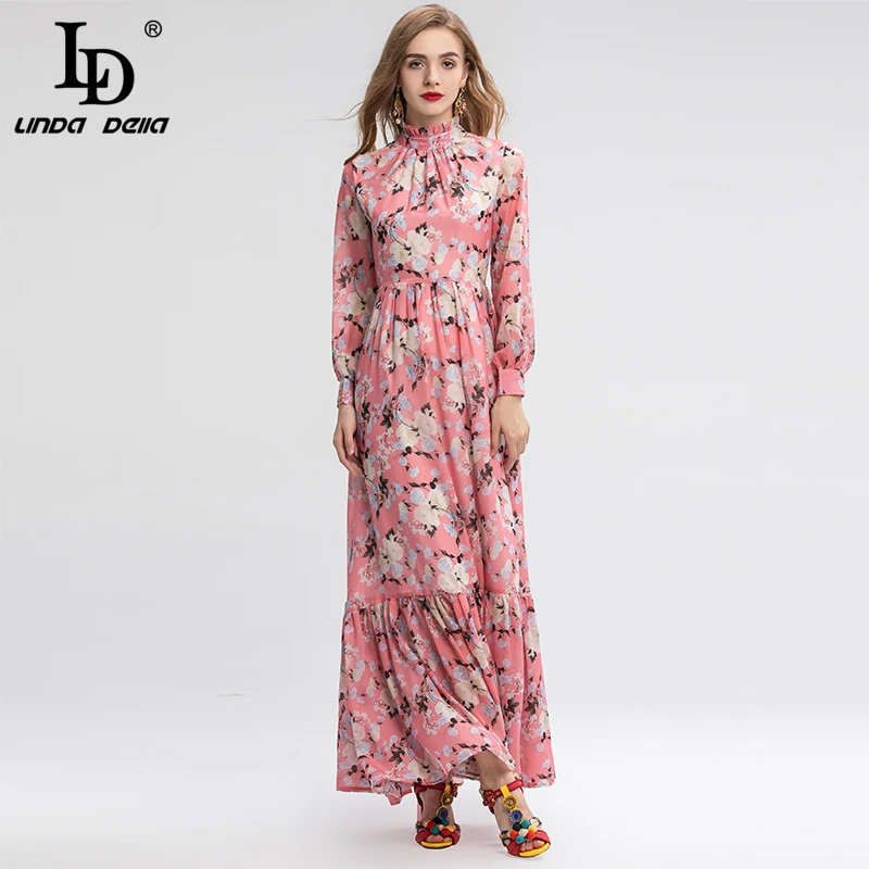 LD LINDA DELLA модное подиумное Макси платье 5XL размера плюс женское винтажное с