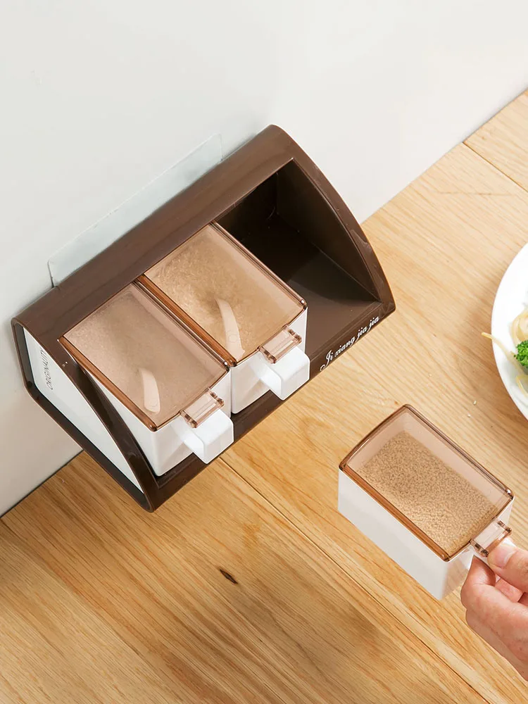 Стеллаж для соли без сверления Бытовой Настенный подвесной контейнер специй |