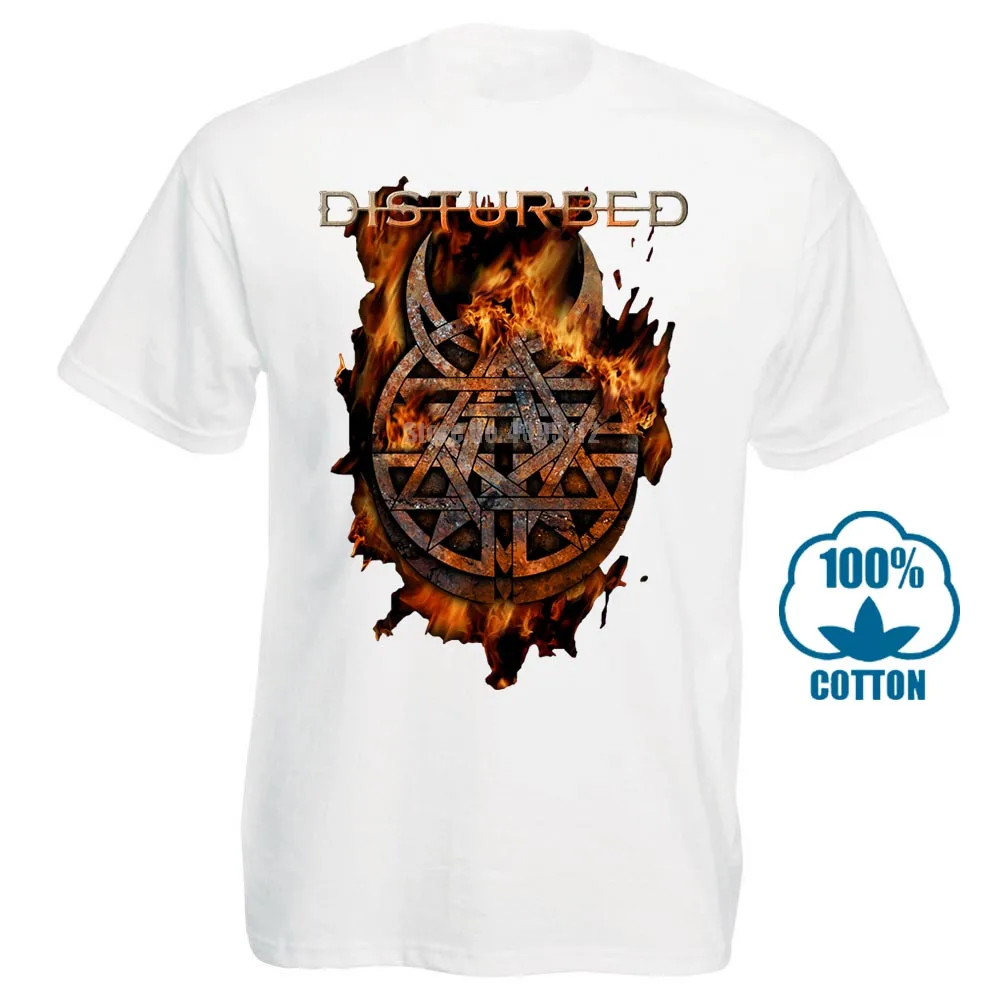 Футболка, новая брендовая рубашка с надписью «distursed Burning Belief», размеры s, m, l, Xl, Xxl, Официальная футболка, футболка с металлической лентой, новая брендовая повседневная одежда - Цвет: Белый