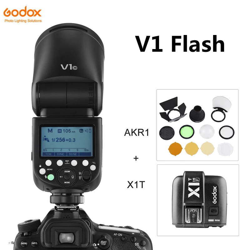

Вспышка Godox V1 Speedlight V1C V1N V1S V1F V1O V1P TTL с круглой головкой для камеры HSS Speedlite для Canon Nikon Sony Fuji Pentax