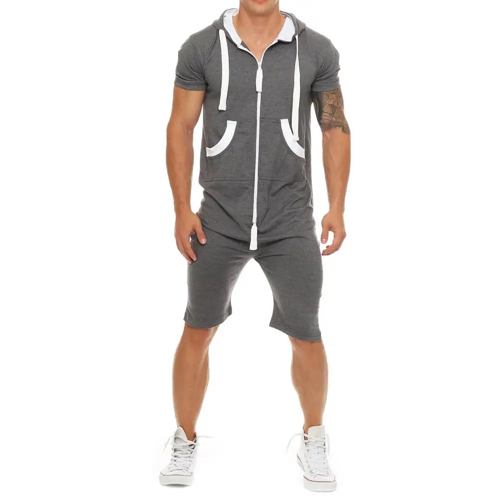 Men's Summer Short Jumpsuit Casual Sweatshirt Suit Zipper Hoodie 2019 New Camouflage Print Overalls Streetwear | Мужская одежда