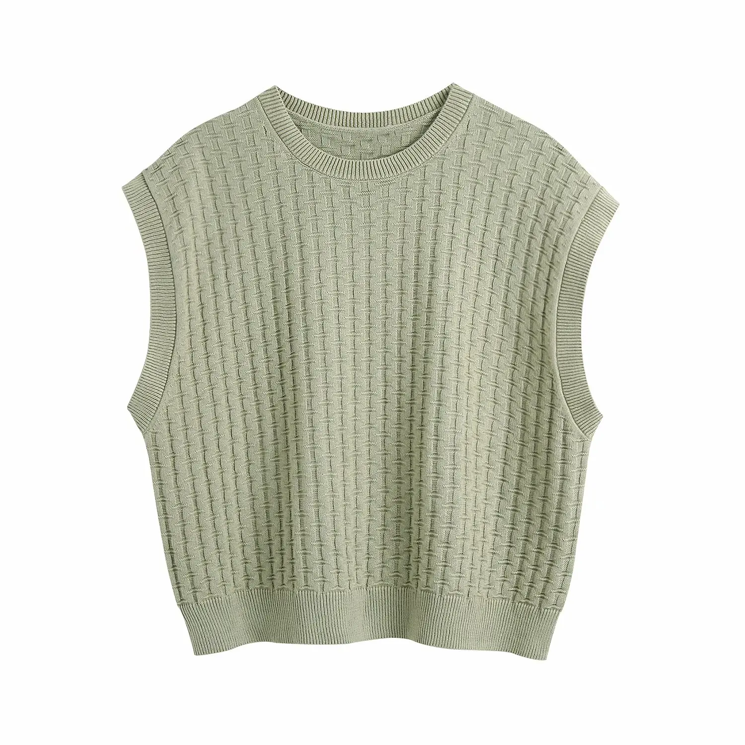 

New Women Vogue Knitted Solid Tank Top O-Neck Sleeveless Vintage Female Sweater Vest Chic Tops