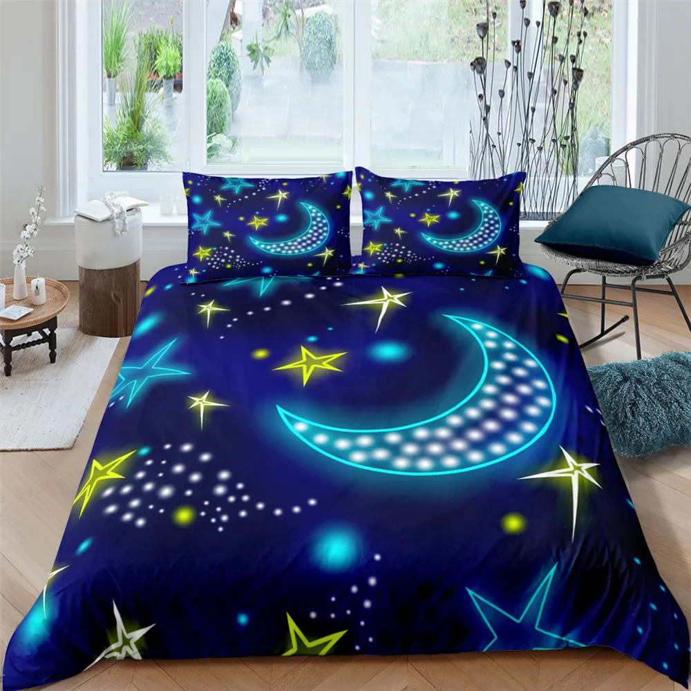 

Moon And Star Bedding Set Duvet Cover 3D Print Comfortable Duvet Cover Set With Pillowcase 2/3pcs Twin Full Queen King