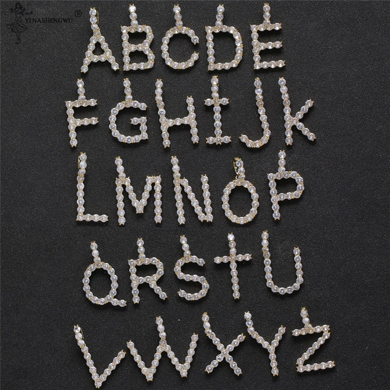

Hip hop A-Z Name Initial Letter Necklaces & Pendant Tennis Chain Jewelry Women Girl with Stainless Steel Rope Chain Accessories