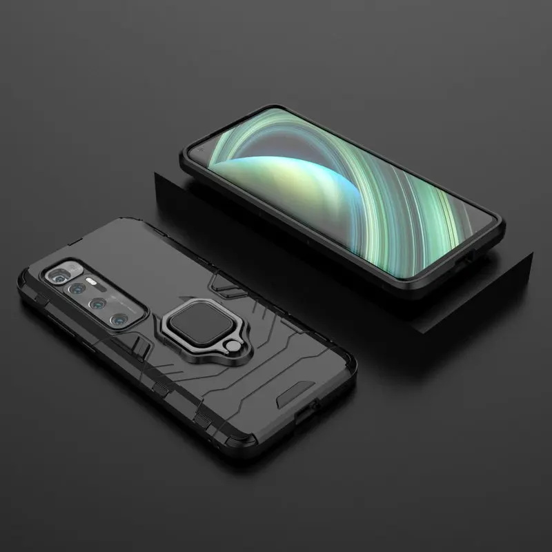 

Xiaomi Mi 10 Ultra Case Silicon Hard PC Armor Shockproof Phone Case For Xiaomi Mi 10 Ultra Magnetic Metal Finger Ring Back Cover