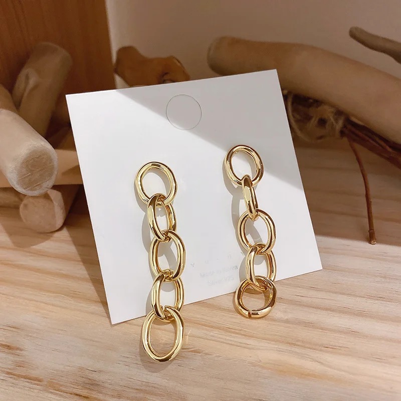 

60pcs/ lote VOVT Brand S925 silver needle retro hip-hop chain female long tassel metal dangle earrings wholesale