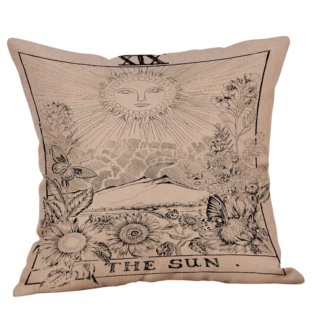 Гадания Звезда Луна солнце льняная Подушка Наволочка украшение для