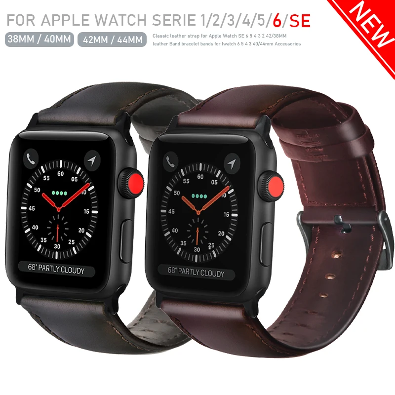 

New Loop Strap for Apple Watch Band 38/42mm iWatch High-end leather bracelet bands for Apple watch series 6/SE/5/4/3 44/40mm