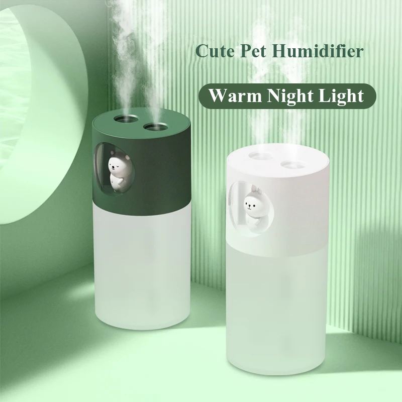 

270ml Double Spray Nozzle Humidifier with Warm Night Light for Home Ultrasonic Cool Mist Aroma Water Diffuser USB Humidificador