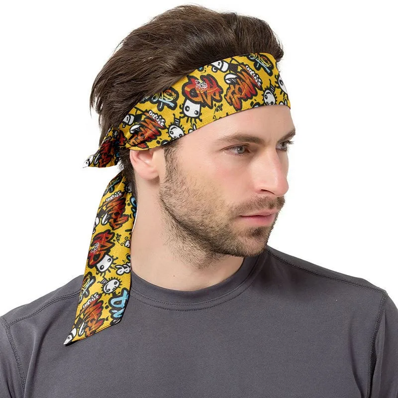 Cartoon Pattern Design Outdoor Sports Cycling Running Tennis Anti-Slip Sweatbands Headbands
