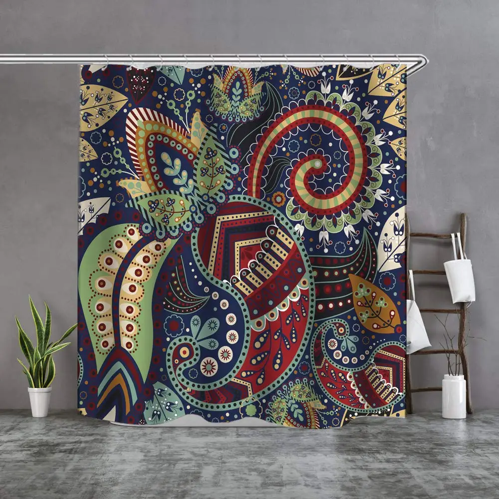 

Unique Cashew Flowers Colorful Mandala Indian Bohemian Style Shower Curtain