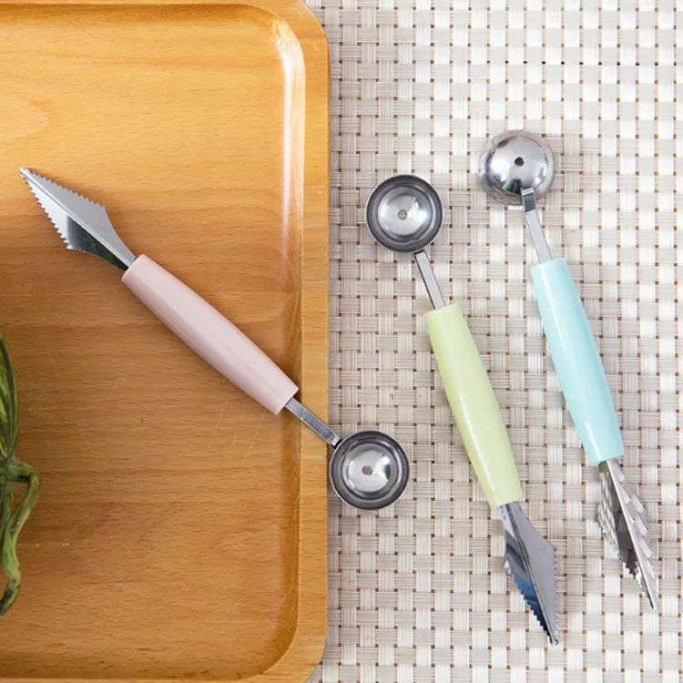 Двойной нож для резки фруктов гофрированный и овощей ложка устройство резьбы