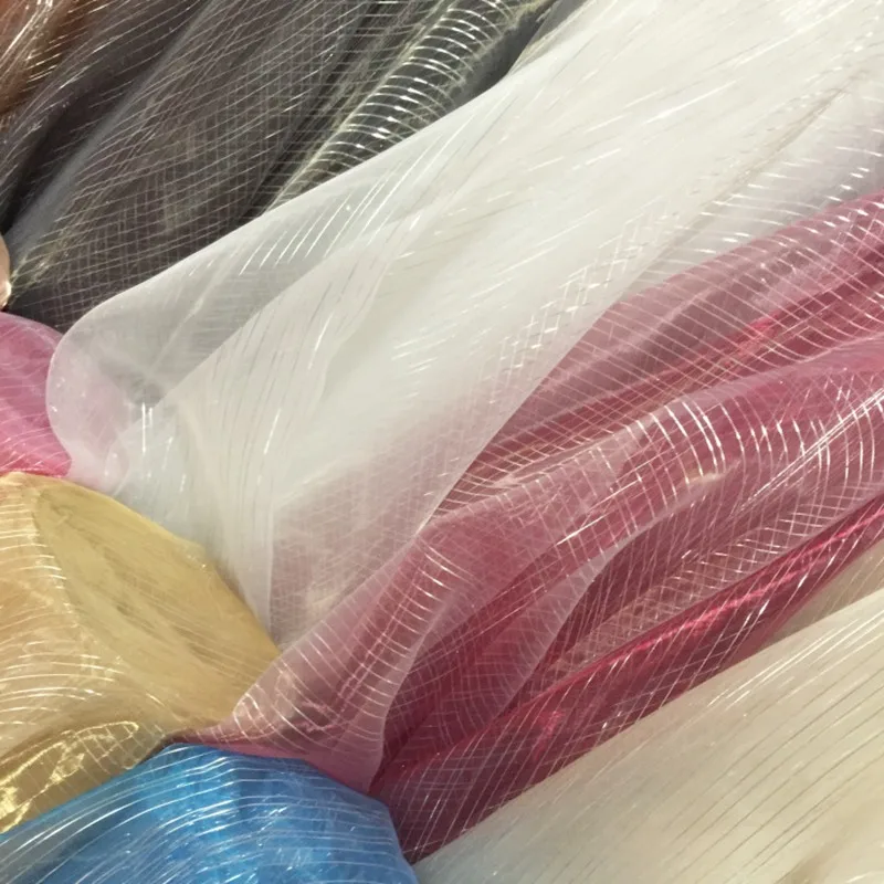 Ткань из органзы с серебряными полосками для кукол шторы платье свадебное