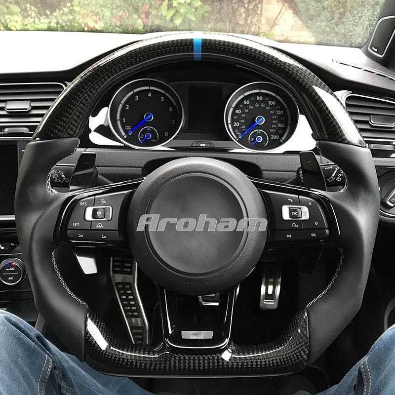 

Рулевое колесо из углеродного волокна для Volkswagen VW GOLF GTI R GTD GTE MK7 7 POLO GTI Scirocco 2014-2019 DSG
