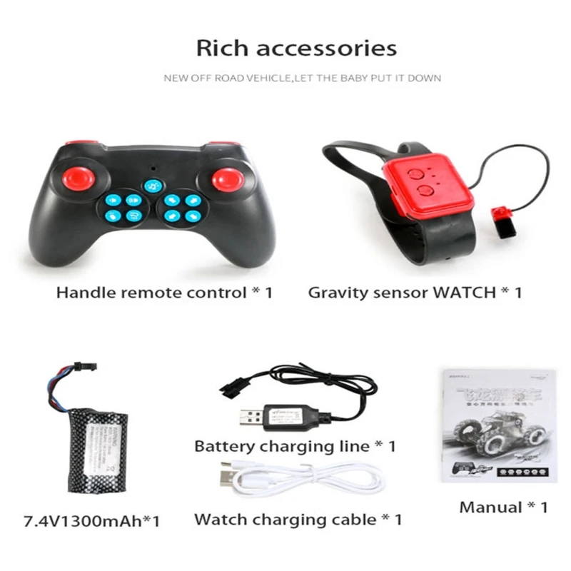 

2.4G drift off-road vehicle gesture sensing hollow light music remote control car climbing remote control car