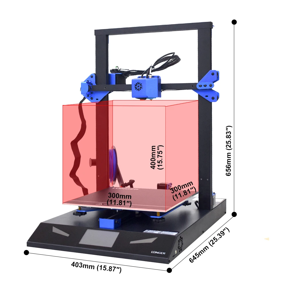 4 3 дюймовый сенсорный ЖК-экран длиннее Lk1 Pro FDM 3d принтер размер печати: 300*300*400 мм