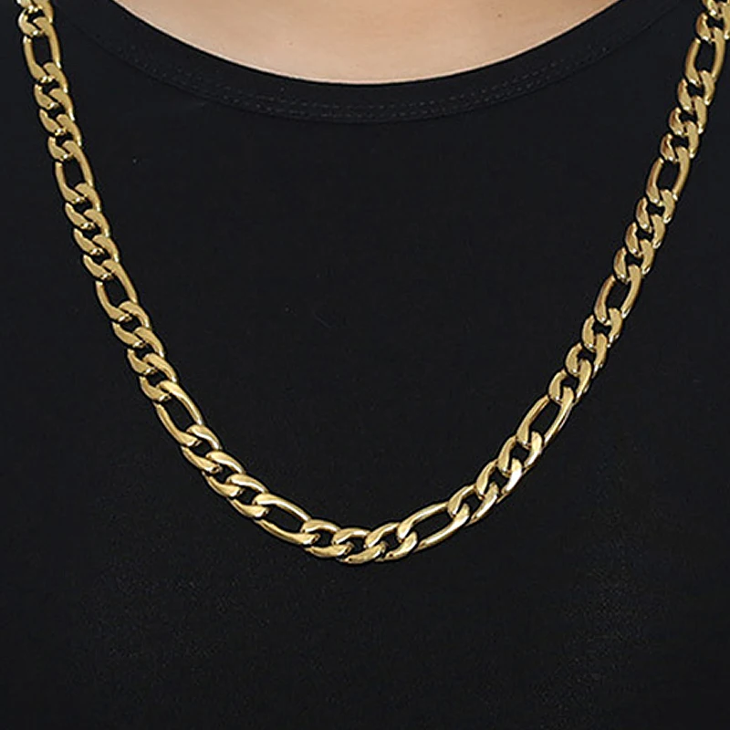 Мужские ожерелья золотого цвета цепь из нержавеющей стали хип хоп Длинные