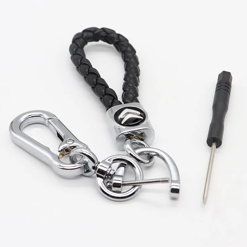 

Metal car keyring Braided rope Men's Keychain Keyfob For Car Accessories Gift 360rotating design Apply to Citroen-logo