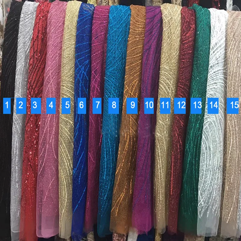 

(5yards/pc) high quality white African tulle lace graceful embroidered sequins French net lace for wedding dress FSS318
