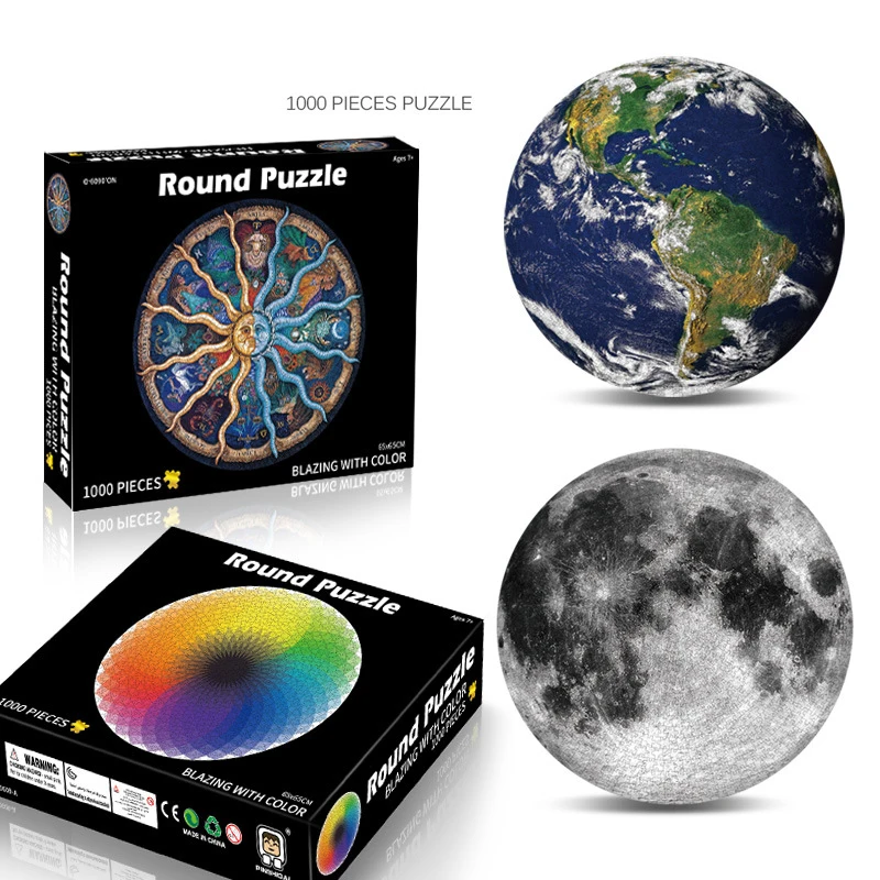 Пазлы 1000 штук радужных круглых головоломок Moon earth для взрослых и детей DIY