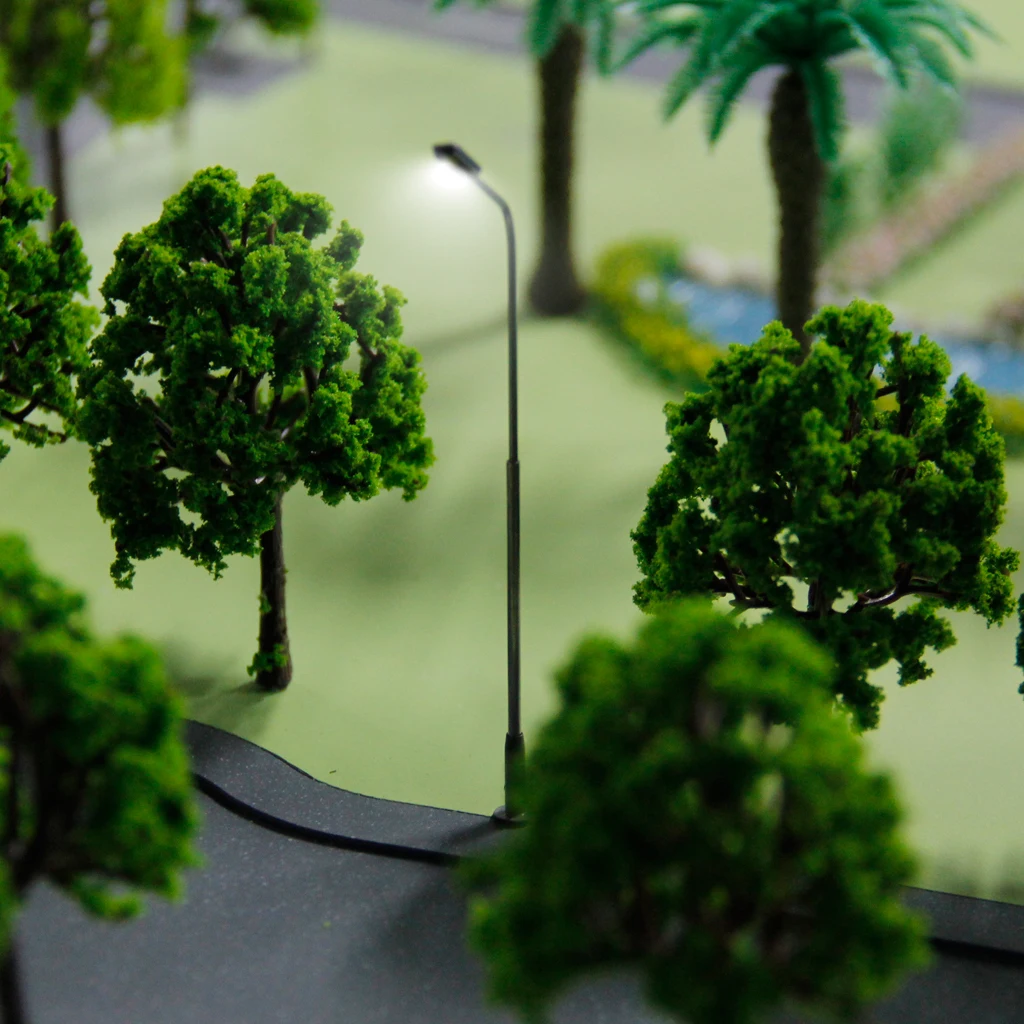 

10x Street Lamp Light Single Head Model Train Layout Building Scenery 1:150