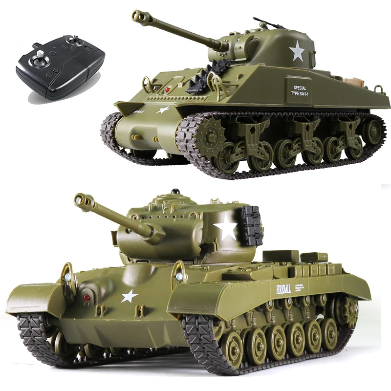 1/30 2,4G Радиоуправляемый Танк Шерман M4A3 M26 Pershing Боевой Военный танк детские игрушки, интерактивный Танк дистанционного управления для родителей и детей