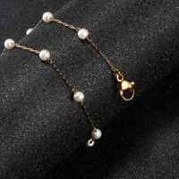 1 piece chain pearl bracelets gold fashion stainless steel bracelet fine jewelry for women party elegant accessory waterproof