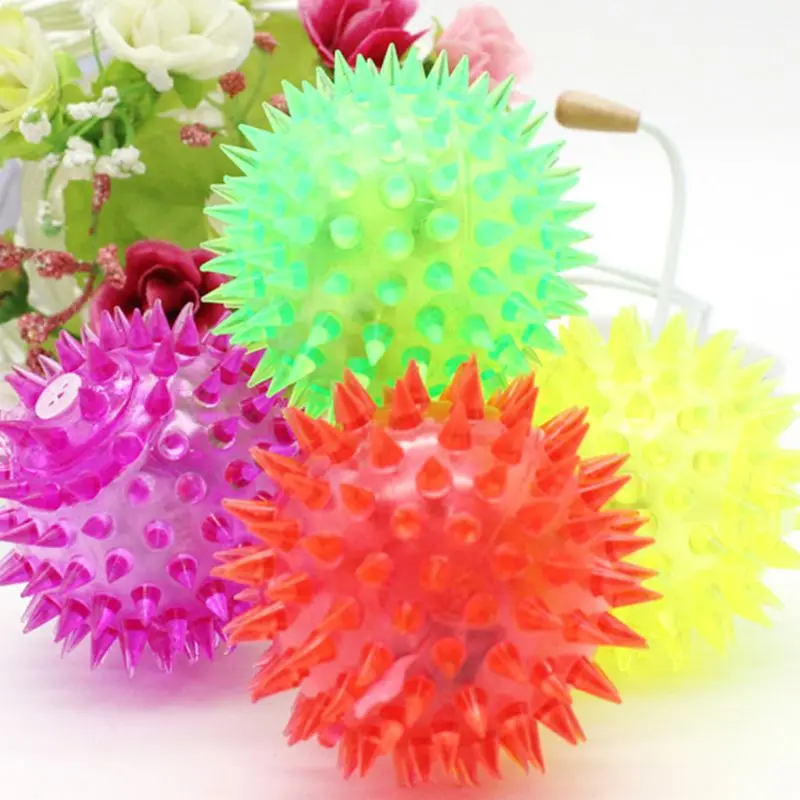 

5 Pcs Light-up LED Bite Ball Dog and Cat Flashing Sensory Fun Blinking Spiky Pet Toy