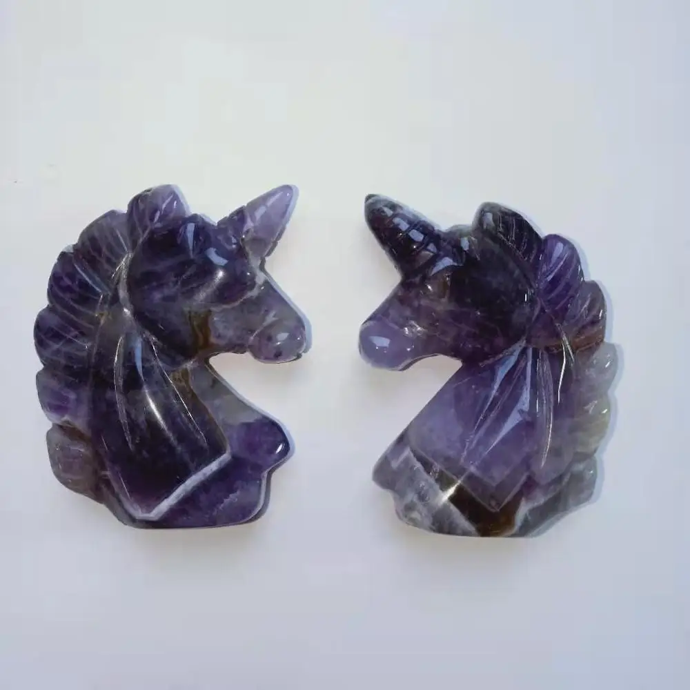 Dream Amethyst High Quality 2.5inches Various Gemstone Unicorns Shape Crystal Cute Animal Hand Polished Feng Shui For Gift& Home Decor WYQ - Цвет: Dream Amethyst