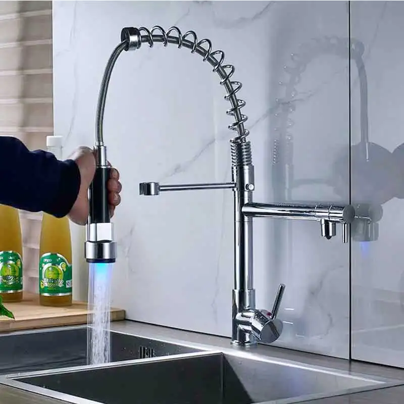 Светодиодный кран для кухни ORB хромированный Золотой FinishPull вниз смеситель